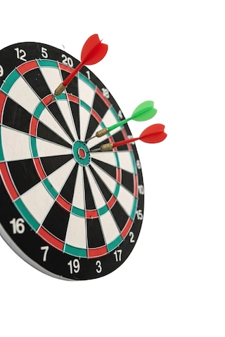 Mey İthalat 15 İnç Dart Tahtası Seti Dayanıklı Yapı 4 Metal Dart Oku