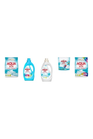 Aquabor Doğal Mineralli 4 Kg Beyaz + Sıvı Renkliler + Sıvı Beyaz + Tablet + 4 Kg Renkliler 5 Li Set 0.75 LT - 2.5 LT - 12 KG 92859988