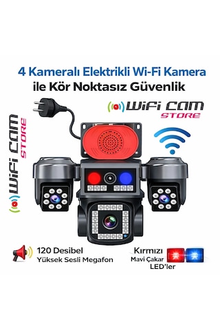 4 Kameralı Wi-fi Güvenlik Kamerası Elektrikli