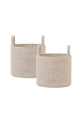Ocean Home Textile 2'li Bej Kırçıllı Pamuklu Halat Sepet Set 26 x 22 cm