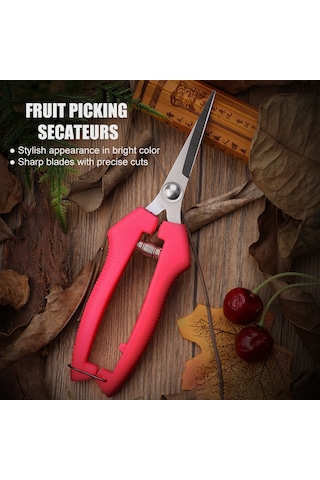 Hangfox Kırmızı Küçük Eğik Uçlu Gölge Kesici - Çelik Meyve Toplama Makası Bahçe Budama Araçları
