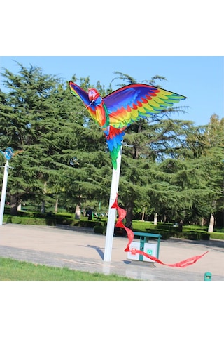 Vkemall 3d Renkli Papağan Uçurtma, 140x78cm, Hafif Dayanıklı, 100m İp Ve Taşıma Çantası, Çocuklar İçin Park/plajda Eğlence