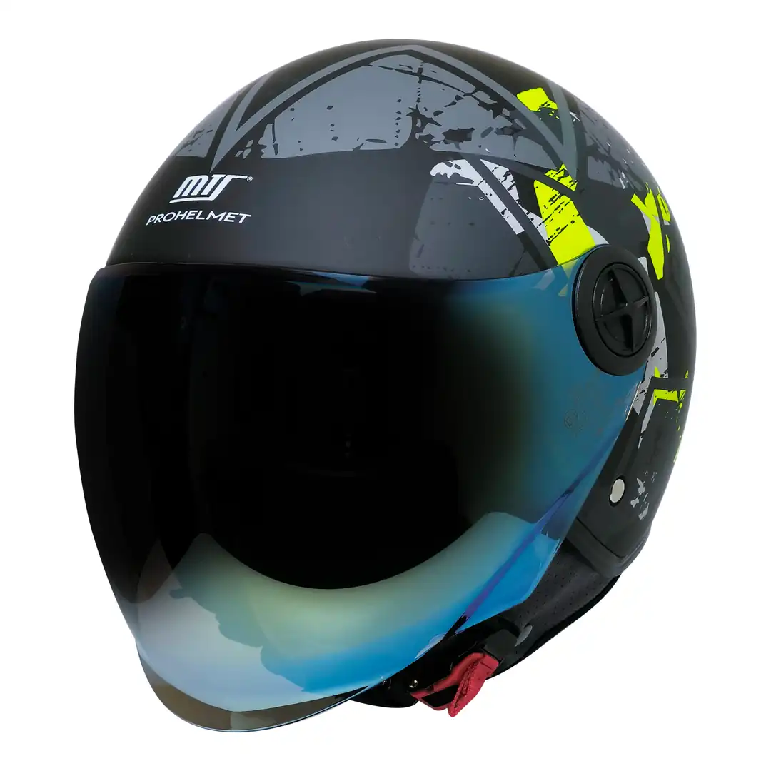 Fx-101 Neon Camo Yarım Kask - Abs Gövde - Ce Onaylı Motosiklet Kaskı Neon Camo