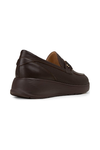 Deery Kadın Hakiki Deri Kahverengi Dolgu Topuk Loafer - N0277zkhvc01
