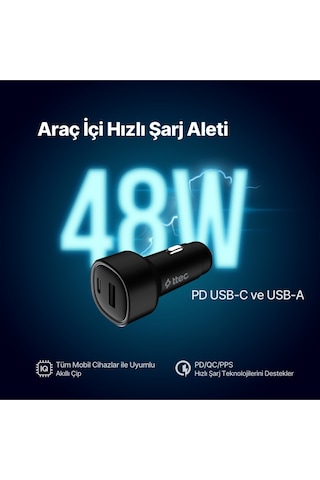 Smartcharger Duo Pd 48w Araç Hızlı Şarj Aleti Usb-c+usb-a