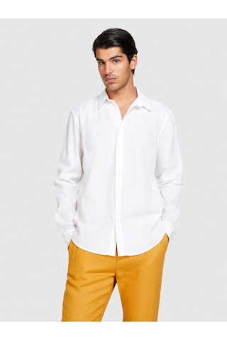 Sisley Keten Pamuk Karışımlı Slim Fit Gömlek Erkek Beyaz Gömlek - 324p59a2sq03g