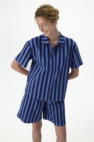 Penti Lacivert Midnight Stripes Gömlek Şort Pijama Takımı