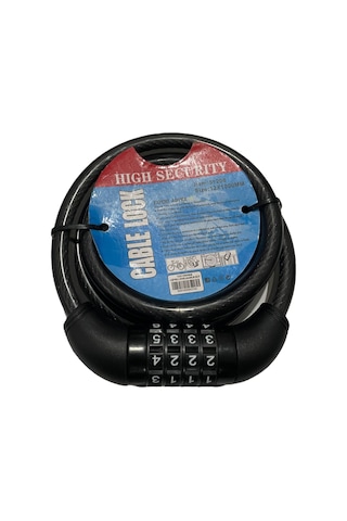 Bisiklet Şifreli Kilit 12 Mm 100 Cm Siyah Ayarlanabilir Şifre