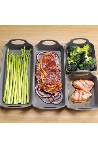 Besthome1 4'lü Gri Silikon Fırın Bölücü Seti - Dayanıklı, Anti Yapışkan, Farklı Malzemeler İçin Gri Gri