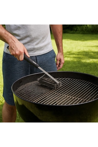 Mangal Izgara Temizleme Fırçası Paslanmaz Çelik Telli, Uzun Saplı Grill Temizlik Aparatı Mangal Te