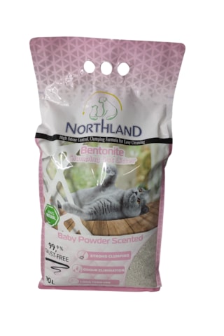 Northland Doğal Bentonite- Süper Topaklanan Bebek Pudrası Kokulu Kedi Kumu 10 Lt X 2 Adet