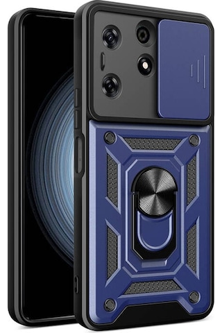 Nihcase Tecno Spark 10 Pro Kılıf Magnetik Standlı Kamera Korumalı Slide Sürgülü Cover Kapak