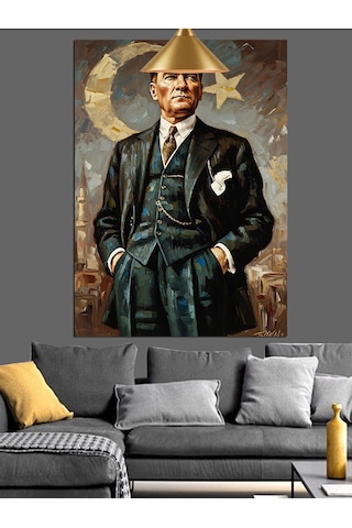 Şık Takım Elbisesiyle Atatürk Dekoratif Kanvas - Mdf Ahşap Tablo