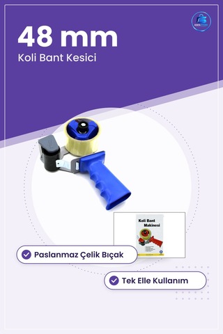 Koli Bant Kesici El Tipi Dispenseri 48 Mm Paslanmaz Bıçaklı Paket 1