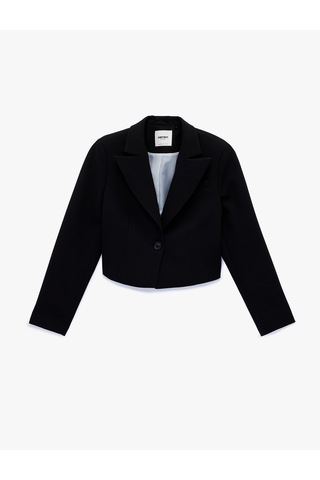 Koton Regular Fit Uzun Kollu Crop Blazer Ceket Siyah 6sak50056uw Siyah