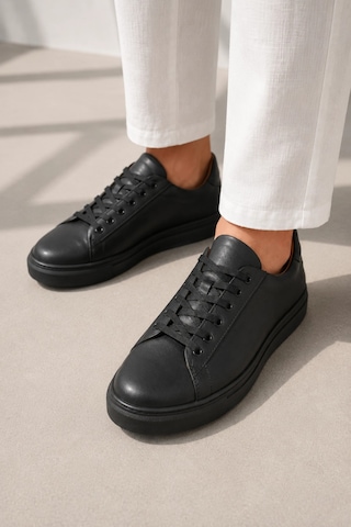 Mevese Austin Bağcıklı Cilt Erkek Günlük Sneaker Ayakkabı - Siyah