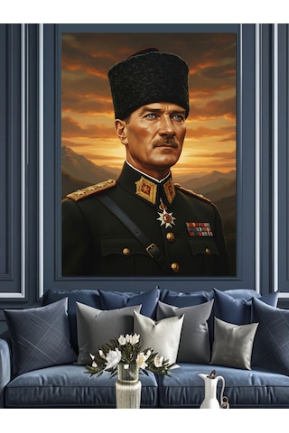 Mareşal Mustafa Kemal Atatürk Portresi Dekoratif Kanvas - Mdf Ahşap Tablo