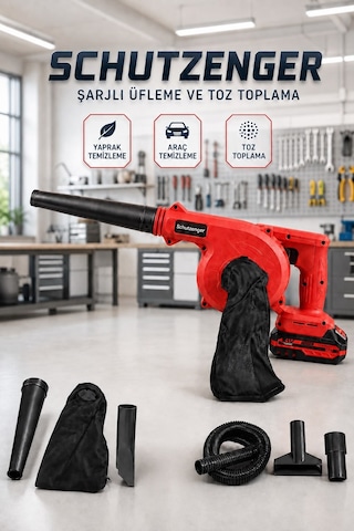 3 Başlıklı Kompresör Şarjlı Hava Üfleme Toz Toplama Kırmızı R1-s7 Araç Mangal Üfleme Yaprak İçin
