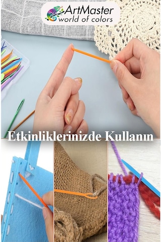 Plastik Yün İğnesi Renkli 10 Adet 9 Cm Dikiş İğnesi Plastik İğne İplik İğnesi Dokuma İğnesi Örgü Dikme Dikiş