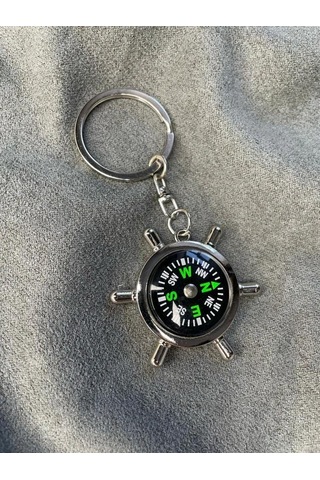 Leezsing Denizciler İçin Metal Gemi Direksiyonu Pusula Anahtar Zinciri - Dayanıklı Malzeme, Güvenli Tutma, Çeşitli Renkler Gümüş