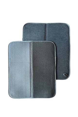 Bulaşık Matı Süper Emici Bulaşık Kurutma Matı 44x36cm Tezgah Üstü Bulaşık Matı, 2'li Set Gri