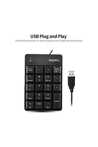 Novahub Usb Nümerik Klavye Mofii X810 - 18 Tuşlu Finans Klavyesi Siyah Optik Taşınabilir Optik