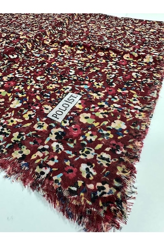 Poloist Desenli Flamlaı Keten Eşarp- 05652 Bordo