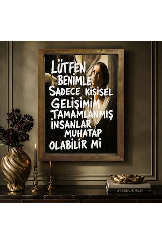 Bk Gift Vintage Klasik Sanat Esprili Sözlü Masif Ahşap Çerçeveli Dekoratif Tablo - 4
