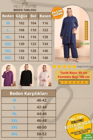 Kadin Tesettur Giyim Buyuk Beden Tesettur İkili Takim Ayrobin Pantolon Tunik Takim 001