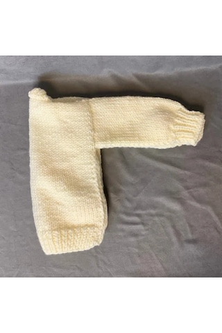 Uretti - Yıldız 7202 - El Örgüsü Çiçek Süslemeli Beyaz Kız Bebek Hırka - 1/2 Yaş Beyaz