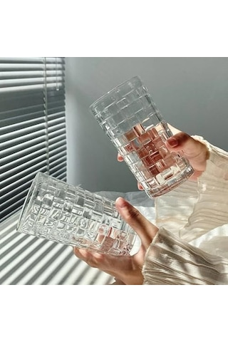 400ml,kabartma Dokuma Desenli 62&apos Lı Setuzun Cam Bardak,sıcak Ve Soğuk Kokteyller,buzlu İçececekler İçin Kibar Şık Ergonomik Tasarım Borosilikat Cam
