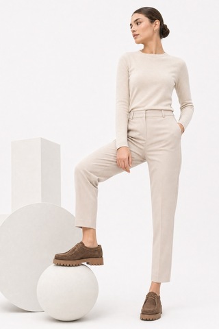 Luvi Shoes Talıa Toprak Süet Hakiki Deri Bağcıklı Kadın Loafer Ayakkabı