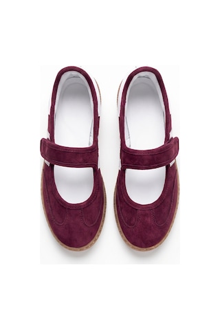 V.s.h Velvet Bordo Süet Cırtlı Mary Jane Babet Ayakkabı /mary-2466