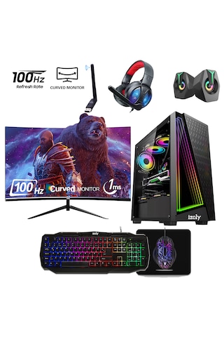 Izoly ST999550 i5-4400 16 GB 512 GB SSD 8 GB RX580 24" Free Dos Masaüstü Oyuncu Bilgisayarı