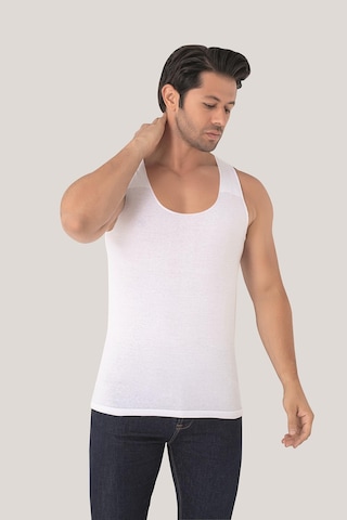 Erkek İz Bırakmayan Dikişsiz Atlet Beyaz %100 Pamuk Penye 2'li Paket Beyaz