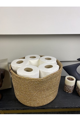 Jüt Tuvalet Kağıdı Düzenleyici, 30 X 20 Jüt Sepet, Çok Amaçlı Organizer Hasır