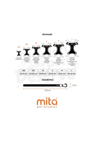 Mita Air Mesh Kedi Köpek Göğüs Tasması Çift Reflektörlü, Terletmeyen Siyah