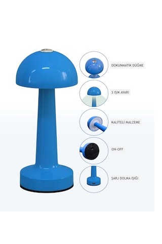 Zenlight Mantar Masa Lambası 320-3 Mavi