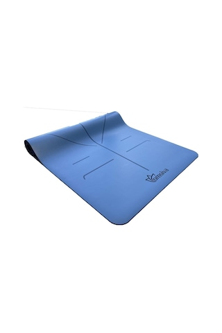 Profesyonel Yoga Matı 5 Mm Pu- Rubber Hiza Serisi Mavi Terli Eller De Kaydırmaz Mavi