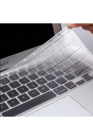 Lexroo Apple Macbook 15' Pro 2017 A1707 Klavye Koruyucu Şeffaf Silikon Ped - Renksiz
