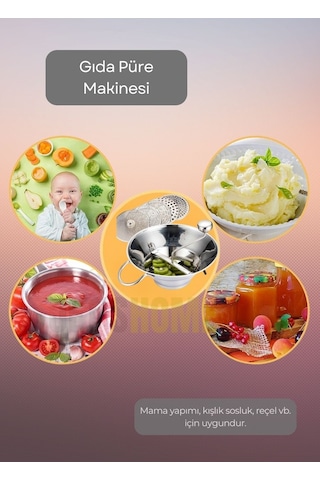 Kollu Püre Makinesi Paslanmaz Mama Yapma Makinesi Çelik Sosluk Yapma Makinesi Yedek Bıçaklı 30x13,5 Cm
