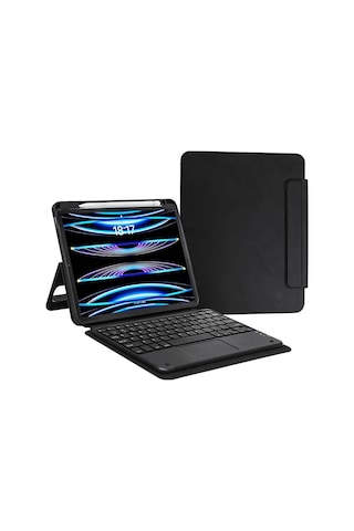 Fuchsia Apple Uyumlu iPad Pro 11 2025 M5 İle Touch Padli Bluetoothlu Klavyeli Standlı Tablet Kılıfı Klavyeli Kılıf