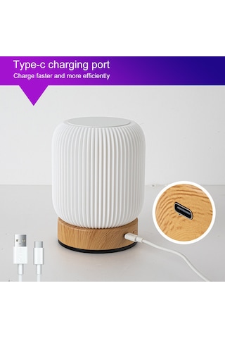 Skycity Ahşap Desenli Dokunmatik Gece Lambası - Usb Şarjlı, 3 Renk Ayarı, Sonsuz Parlaklık Regülasyonu, Yatak Odası/manzaralı Iç/outdoor Kullanım Diğer