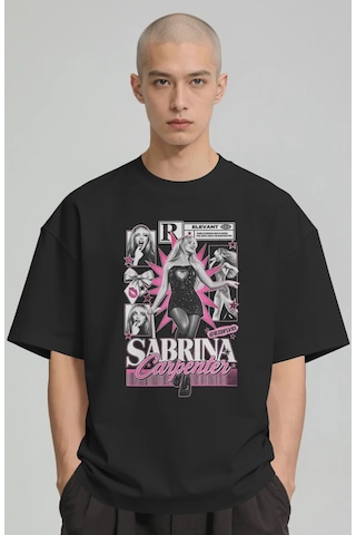Sevbano Sabrina Carpenter Şarkıcı Baskılı Unisex Oversize Premium Tişört Siyah