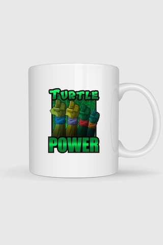 Ninja Kaplumbağalar Kaplumbağa Gücü Baskılı Kupa Bardak Beyaz