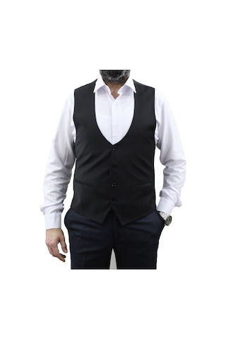 Mentor Regalo Erkek Yelek U Yaka Cepken Siyah 50161