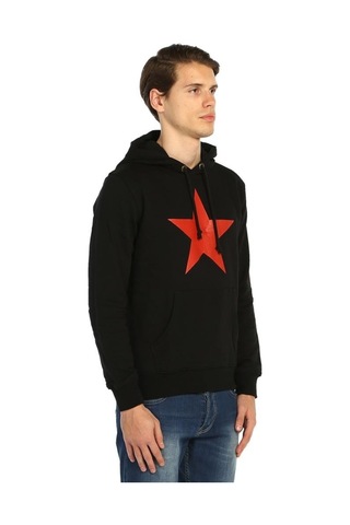 Bant Giyim - Kızılyıldız Siyah Kapşonlu Erkek Sweatshirt Hoodie