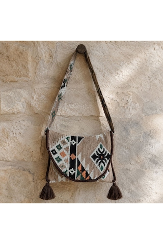 Bk Gift El Yapımı Otantik Türk Kilim Omuz Çantası -8, Günlük, Kitap, Tablet, Plaj Ve Seyahat Çantası Çok Renkli