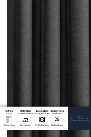 Fabric Design Safir Antrasit Ekstrafor Büzgülü Kadife Dokulu Yüksek Kaliteli Tek Kanat Fon Perde 300 X 270 Çok Renkli