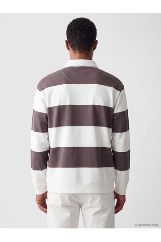 Lcw Vision Bej Polo Yaka Çizgili Erkek Sweatshirt